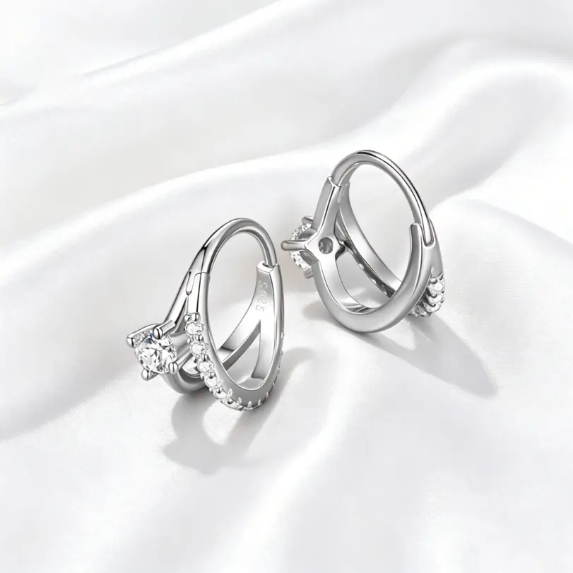 Pendientes de plata de ley 925 con moissanita para mujer, color D, corte redondo de laboratorio, aretes de moissanita, joyería de regalo, pendientes para mujer 3