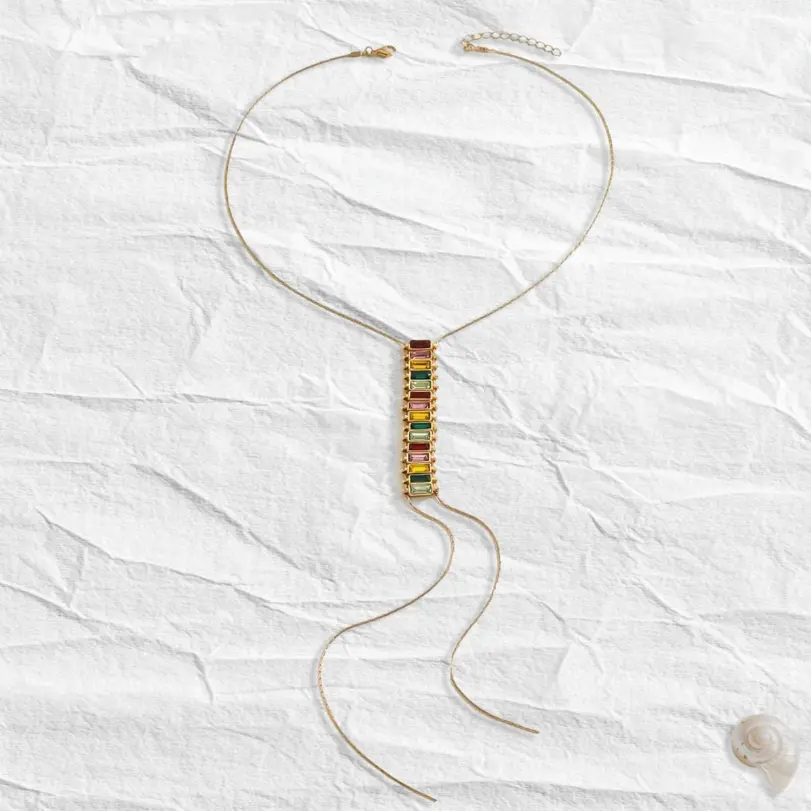 Juego de Joyería Vintage Elegante de 3 Piezas para Mujer, Collar con Pedrería Colorida, Gargantilla de Cristal Brillante, Aretes para Novia, Boda, Fiesta 4