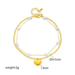 DIEYURO-tobilleras de acero inoxidable 316L para mujer y niña, cadena de pierna de 2 capas con abalorio de perlas y corazón, joyería de tendencia, regalo de cumpleaños, 2023 2
