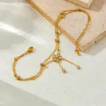 DIEYURO-tobillera de doble capa con borla de flores y diamantes de imitación blancos de acero inoxidable 316L para mujer, cadena para pie a la moda, joyería, regalo de vacaciones 3