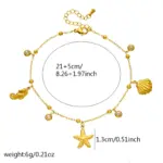 DIEYURO 316L Acero inoxidable elementos clásicos estrella de mar caballito de mar Shell colgante tobilleras mujeres moda y ocio cadena de pie 2
