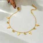 DIEYURO-tobillera de circón con forma de cruz dorada de acero inoxidable 316L para mujer y niña, cadena de pie resistente al agua, joyería, regalo de vacaciones 4