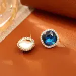 Juego de Joyería Vintage Elegante de 3 Piezas para Mujer, Collar con Cristales Azules, Gargantilla Brillante, Aretes de Cristal para Novia, Boda, Fiesta 4