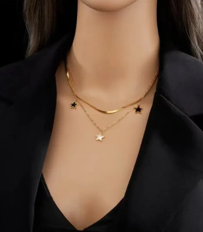 Conjunto de joyería Vintage elegante para mujer, collar de concha de estrella, gargantilla dorada, pulsera de boda nupcial, regalo de fiesta, 2 uds. 1