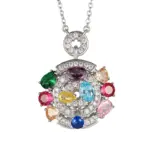 Conjunto de joyería Vintage elegante para mujer, collar de circonio de colores, gargantilla de cristal brillante, pendientes de boda para fiesta, 4 Uds. 3