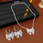 Juego de Joyería Vintage Elegante de 3 Piezas para Mujer, Collar con Incrustaciones de Circonita, Gargantilla de Cristal Brillante, Aretes de Novia para Boda, Fiesta 4