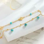 DIEYURO-tobilleras de acero inoxidable 316L para mujer y niña, cadena de pierna, multicapa, redonda, árbol, piedra verde, joyería impermeable, nueva tendencia 4