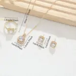 Conjunto de joyería Vintage elegante para mujer, lujoso collar con incrustaciones de circón, gargantilla de cristal brillante, pendientes de boda para fiesta, 4 Uds. 6
