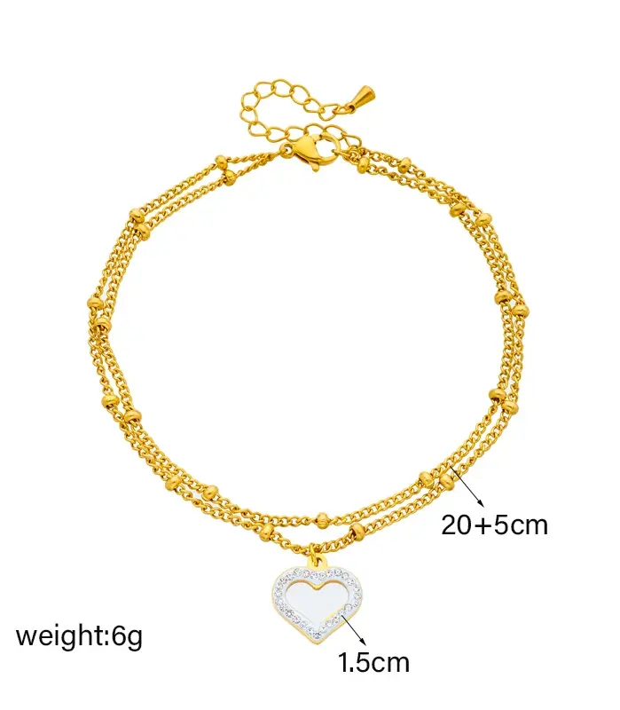 DIEYURO-tobilleras multicapa de acero inoxidable 316L para mujer y niña, cadena de pierna, joyería impermeable, regalo 2