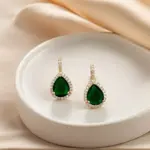 Juego de Joyería Elegante y Moderno de 3 Piezas para Mujer, Collar con Gota de Agua Verde, Gargantilla de Metal Clásica, Aretes para Uso Diario Informal, Regalo 4