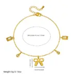 DIEYURO 316L Acero inoxidable lazo dorado corazón cuadrado circón tobillera para mujer tendencia moda cadena de pie joyería regalo de vacaciones 2