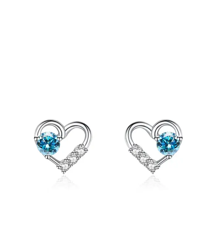 Pendientes de plata de ley TY 925 para mujer, pendientes de plata de ley con moissanita de 3/4mm, pendientes en forma de corazón D VVS1, regalo multicolor para fiesta 1