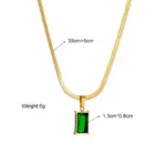 3 uds. De pendientes de collar de circón de cristal verde cuadrado de acero inoxidable para mujer y niña, nuevos conjuntos de joyería que no se decoloran a la moda 3