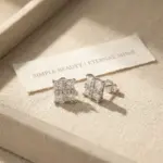 Pendientes de plata de ley Ts S925 con moissanita cuadrada Princess para mujer, joyería de laboratorio con moissanita color D, pendientes de plata de ley 3