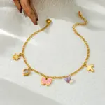 DIEYURO 316L Acero inoxidable Rosa mariposa circón corazón flor tobillera para mujer nueva moda cadena de pie joyería regalo de vacaciones 3