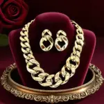Juego de Joyería Elegante y Moderno de 3 Piezas para Mujer, Collar de Círculo con Cordón, Gargantilla Acrílica Clásica, Aretes para Uso Diario Informal, Regalo 4