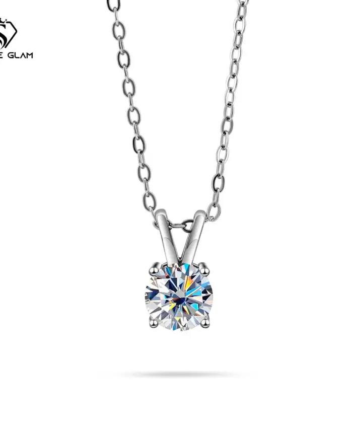 Collar con colgante redondo clásico para mujer, de Plata de Ley 925, 1CT, Color D, joyería de moissanita, regalo de fiesta, collar para mamá 2