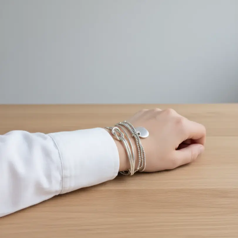 Conjunto de joyería elegante para mujer, pulsera con nudo de cuentas redondas, uso diario, regalo de fiesta de boda nupcial, 3 uds. 5