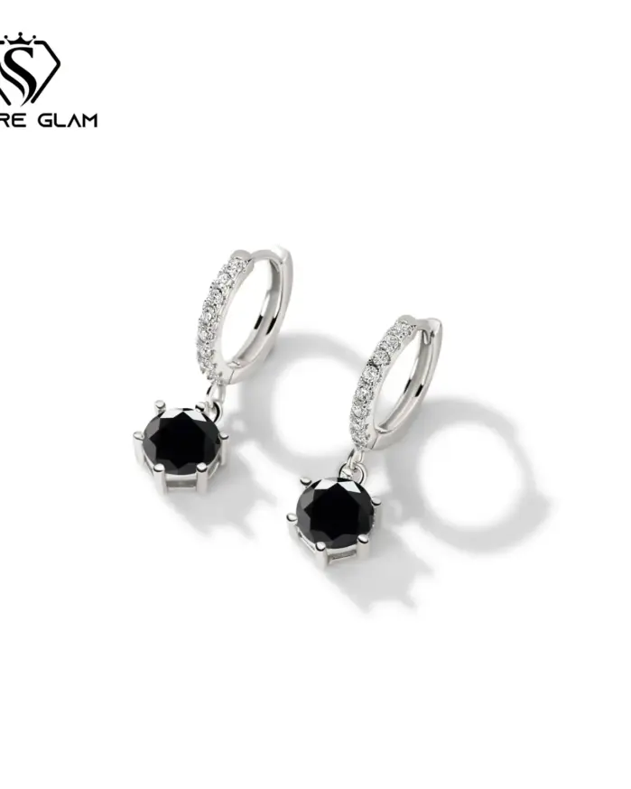 Pendientes circulares de Plata de Ley 925 con moissanita de Color 1CT x 2 D, joyería fina Simple para mujer, pendientes para regalo, fiesta de boda 2