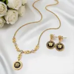 Conjunto de joyería Vintage elegante para mujer, collar de Avatar de persona negra, gargantilla de cristal brillante, pendientes de boda para fiesta, 3 uds. 1