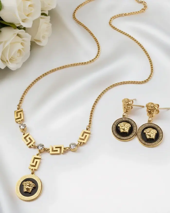 Conjunto de joyería Vintage elegante para mujer, collar de Avatar de persona negra, gargantilla de cristal brillante, pendientes de boda para fiesta, 3 uds. 1