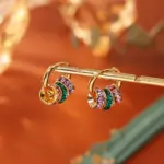 Juego de Joyería Vintage Elegante de 3 Piezas para Mujer, Collar de Cuerda Colorido, Gargantilla de Cristal Brillante, Aretes de Novia para Boda, Fiesta 4
