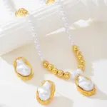 Juego de 4 Piezas de Aretes, Collar y Anillo Artificiales Elegantes y Retro, Perfecto para el Uso Diario de las Mujeres, Regalo para Fiestas 5