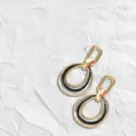 Juego de Joyería Elegante y Moderno de 3 Piezas para Mujer, Collar Largo con Doble Aro, Gargantilla Clásica de Metal, Uso Diario Informal, Aretes Dorados, Regalo 5