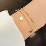 Conjunto de joyería Vintage elegante para mujer, collar de concha de estrella, gargantilla dorada, pulsera de boda nupcial, regalo de fiesta, 2 uds. 2