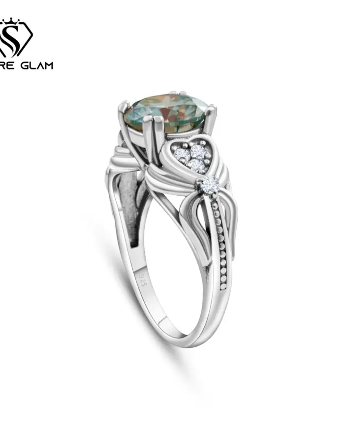Anillo de moda de moissanita de 2 quilates, anillo de Color D con certificado, anillo de Hada de Plata de Ley 925, joyería fina, regalo de compromiso para mujer 1