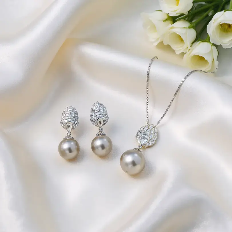Juego de Joyería Vintage Elegante de 3 Piezas para Mujer, Collar de Perlas Grises, Cadena de Clavícula de Cristal Brillante, Aretes de Novia para Boda, Fiesta 1 Juego de Joyería Vintage Elegante de 3 Piezas para Mujer, Collar de Perlas Grises, Cadena de Clavícula de Cristal Brillante, Aretes de Novia para Boda, Fiesta 1