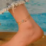 Tobilleras DIEYURO 316L de acero inoxidable con forma de corazón y circonita de doble capa para mujer, nueva tendencia, cadenas para pies, joyería antioxidante, regalo de vacaciones 5