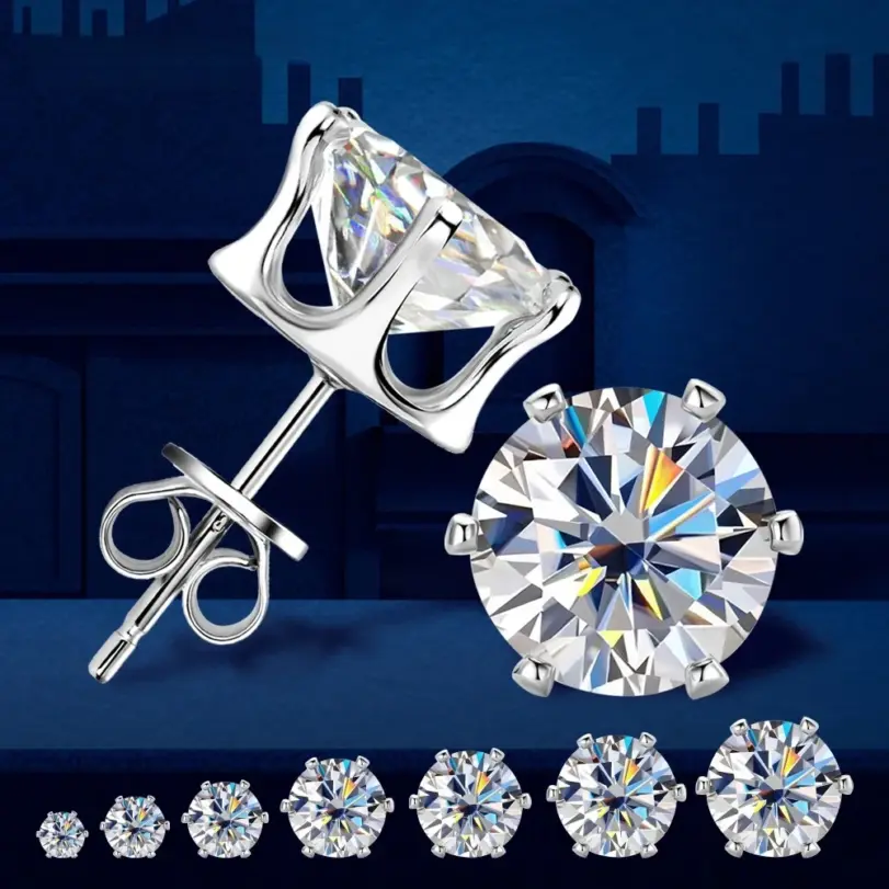 Pendientes TY de moissanita de 0,2-6 quilates para mujeres y hombres, pendiente de diamante de laboratorio de Color D, joyería para Piercing en la oreja de Plata de Ley 925 1 Pendientes TY de moissanita de 0,2-6 quilates para mujeres y hombres, pendiente de diamante de laboratorio de Color D, joyería para Piercing en la oreja de Plata de Ley 925 1