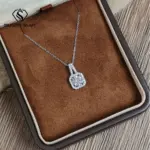Collar cuadrado clásico de Plata de Ley 925 para mujer, joyería de lujo, moissanita de 1 quilate, collar deslumbrante de Color D para fecha a juego 1