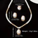 Juego de 4 Piezas de Aretes, Collar y Anillo Artificiales Elegantes y Retro, Perfecto para el Uso Diario de las Mujeres, Regalo para Fiestas 3