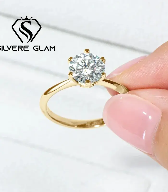 Anillo solitario de moissanita TY 0,5-5CT, banda de compromiso de boda de plata 925 para mujer, joyería con certificado 1