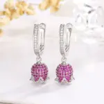 Conjunto de joyería Vintage elegante para mujer, collar de rosa de rubí rojo, gargantilla de cristal brillante, pendientes de boda para fiesta, 3 uds. 5