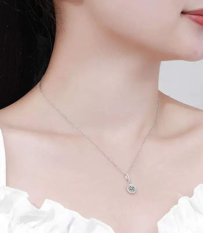TY D VVS1 collar colgante de moissanita certificado GRA 0,5-2 quilates diamante de laboratorio s925 collares delicados de plata esterlina para mujeres 2