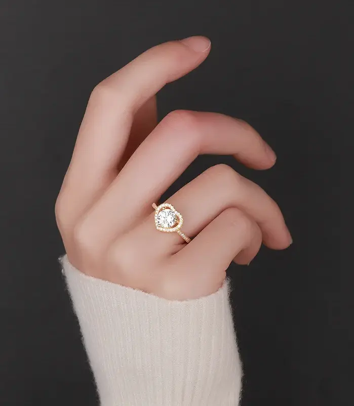 Anillo de joyería de moda 1CT D Color Moissanite anillo de amor Real 925 joyería de hadas de plata pura regalo de mujer para boda Día de San Valentín 2