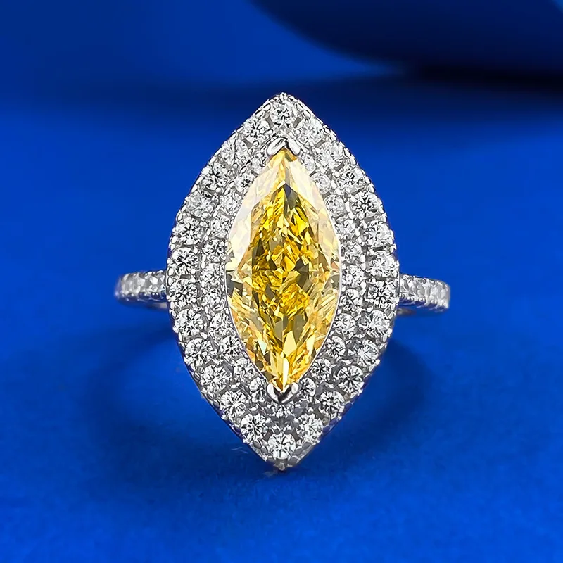 Anillo de moissanita tipo ojo de caballo de 6x13MM para mujer en Plata de Ley 925, anillo de compromiso de lujo, anillo de pareja, joyería fina Retro 1 Anillo de moissanita tipo ojo de caballo de 6x13MM para mujer en Plata de Ley 925, anillo de compromiso de lujo, anillo de pareja, joyería fina Retro 1