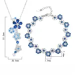 Conjunto de joyería Vintage elegante para mujer, collar de flores con incrustaciones, gargantilla azul, pulsera de boda nupcial, regalo de fiesta, 2 uds. 6